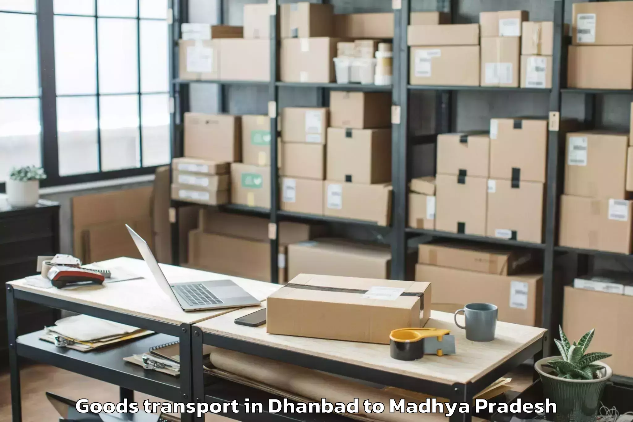 Professional Dhanbad to Jagran Lakecity University Bho Goods Transport